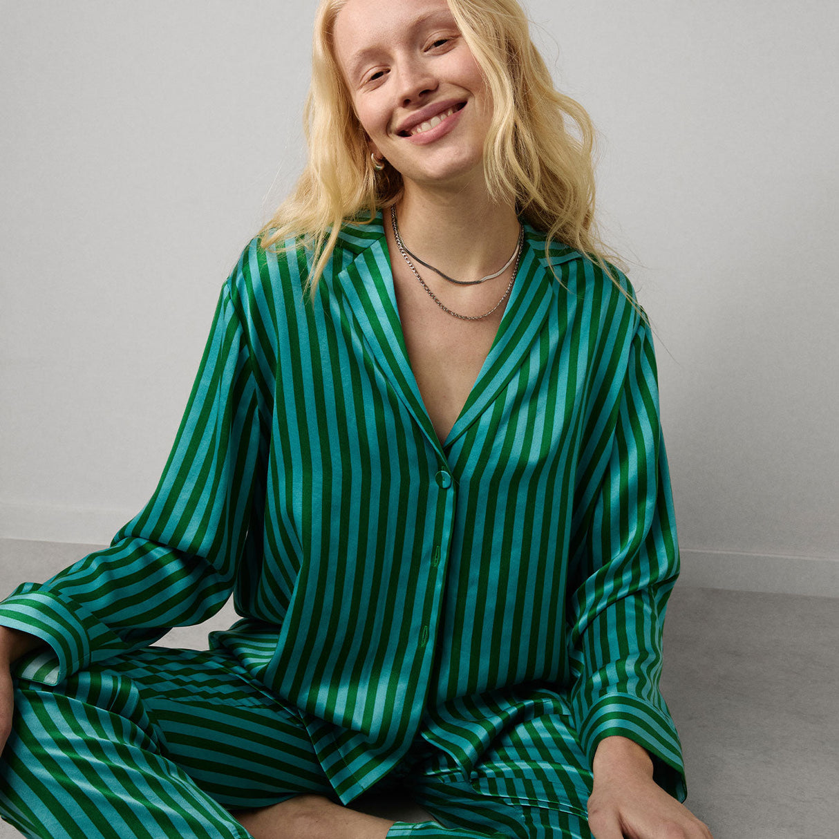 Washable Silk Long Sleeve Pant Set